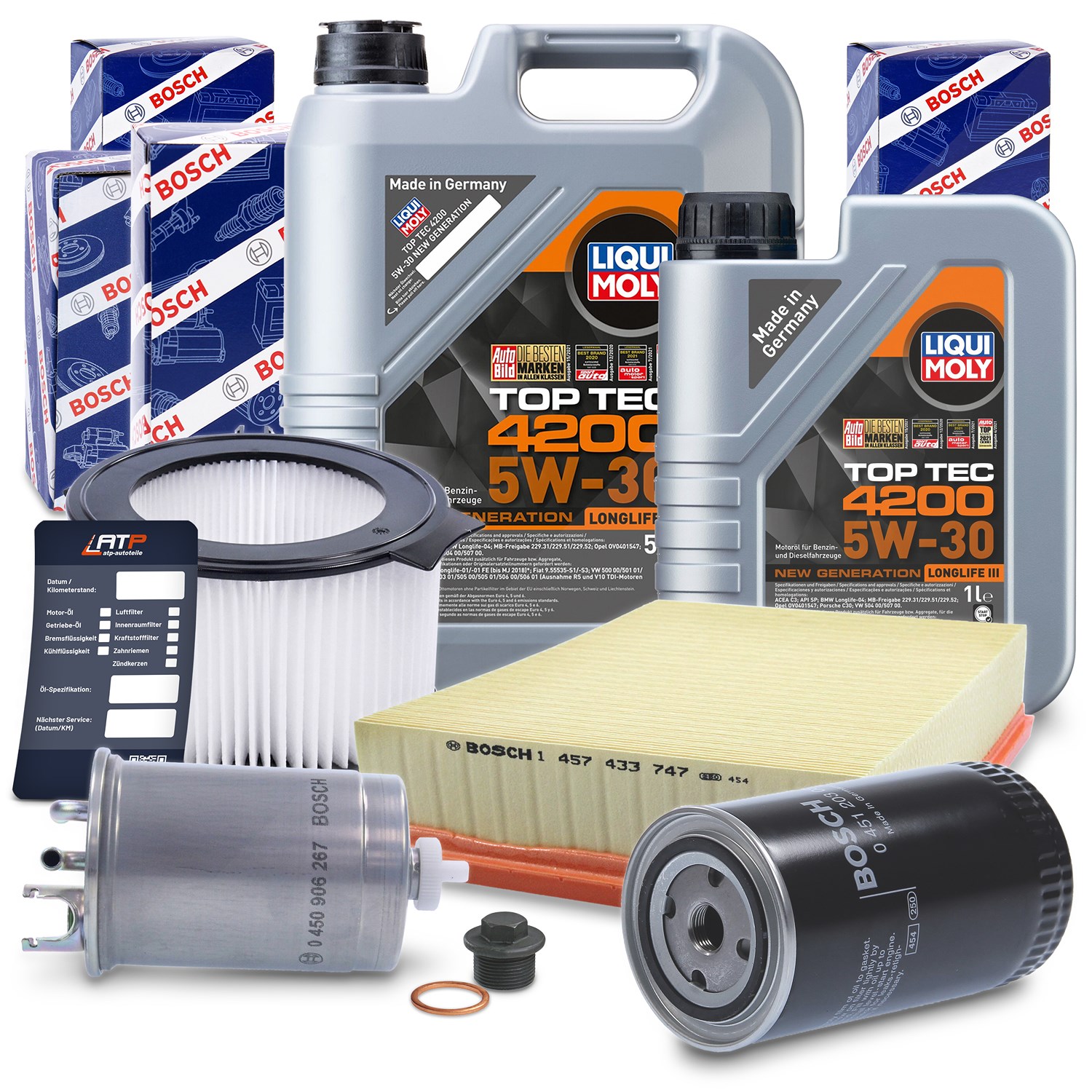 Bosch Inspektionspaket B +6l 5W-30 Motoröl [Hersteller-Nr. 40513701] für VW