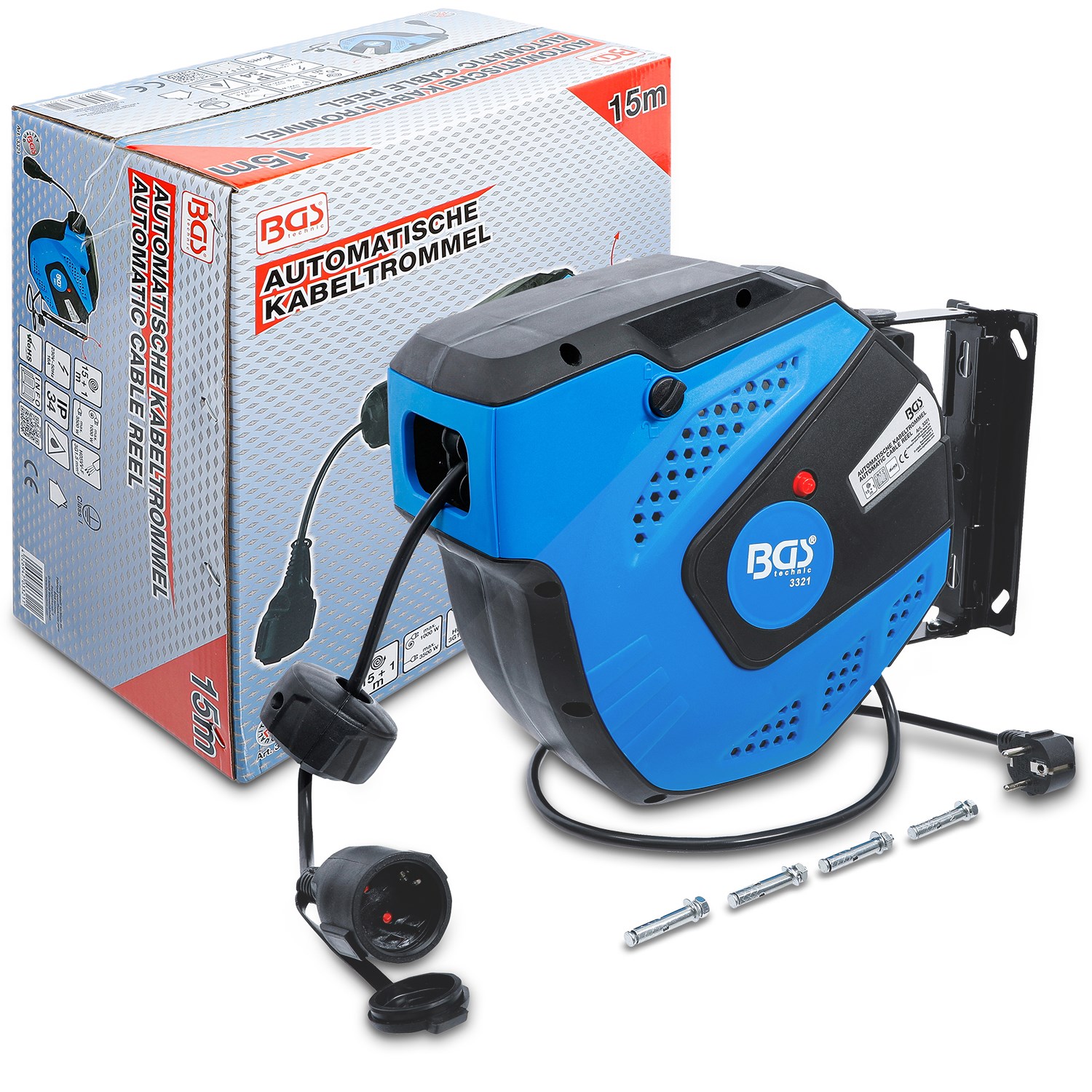 Bgs Automatische Kabeltrommel 15 m [Hersteller-Nr. 3321]
