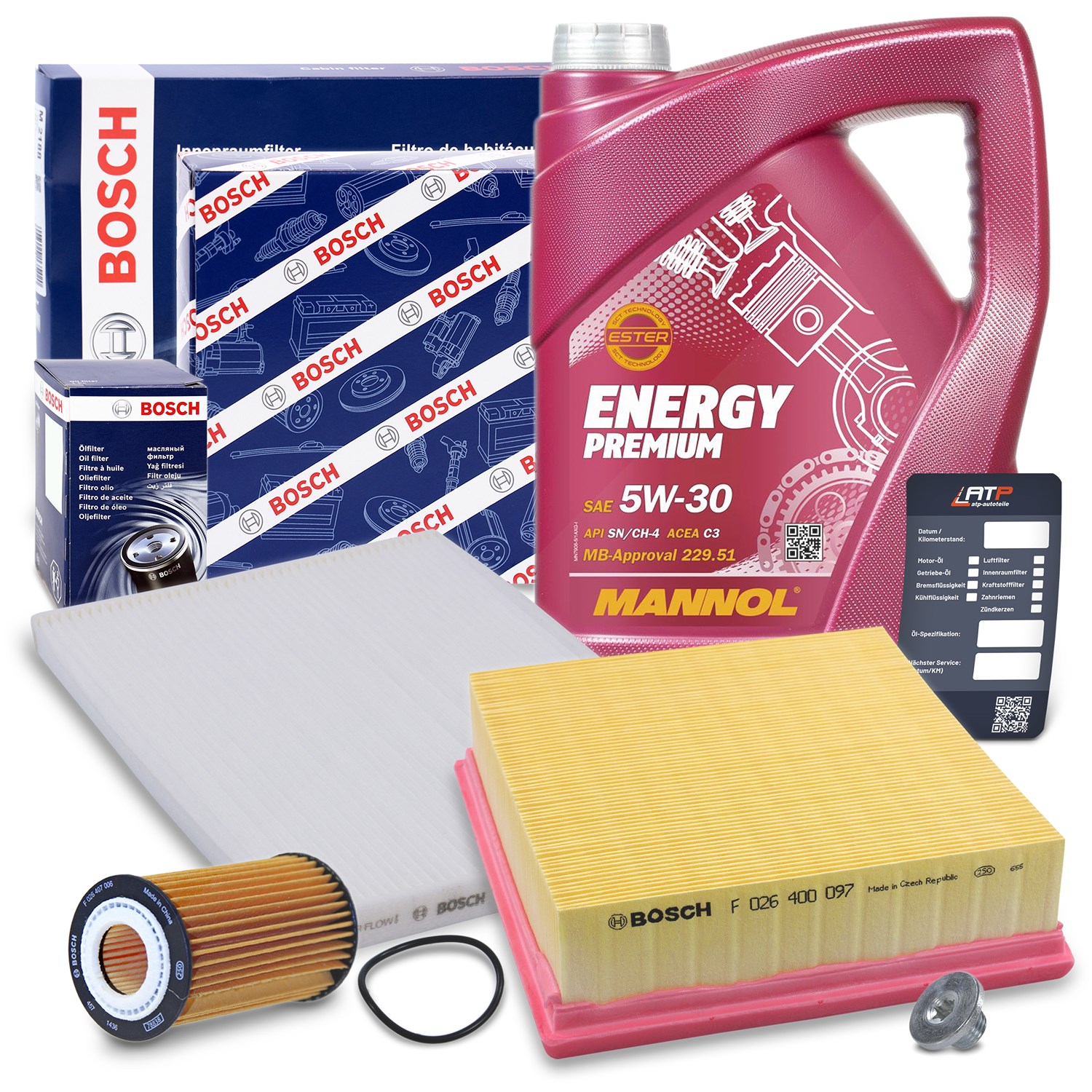 Bosch Inspektionspaket Filtersatz SET A + 5l 5W-30 Motoröl [Hersteller-Nr. 40512997] für Opel