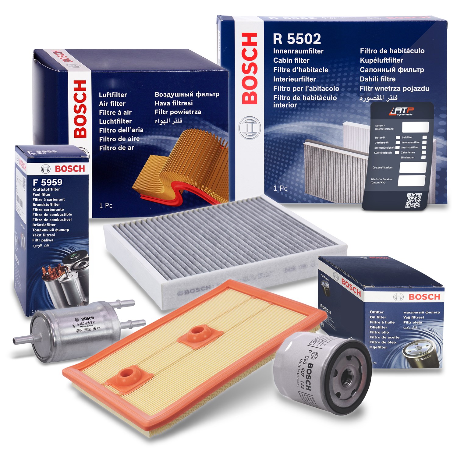 Bosch Inspektionspaket Filtersatz SET B [Hersteller-Nr. 10493503] für Seat, Skoda, Audi, VW