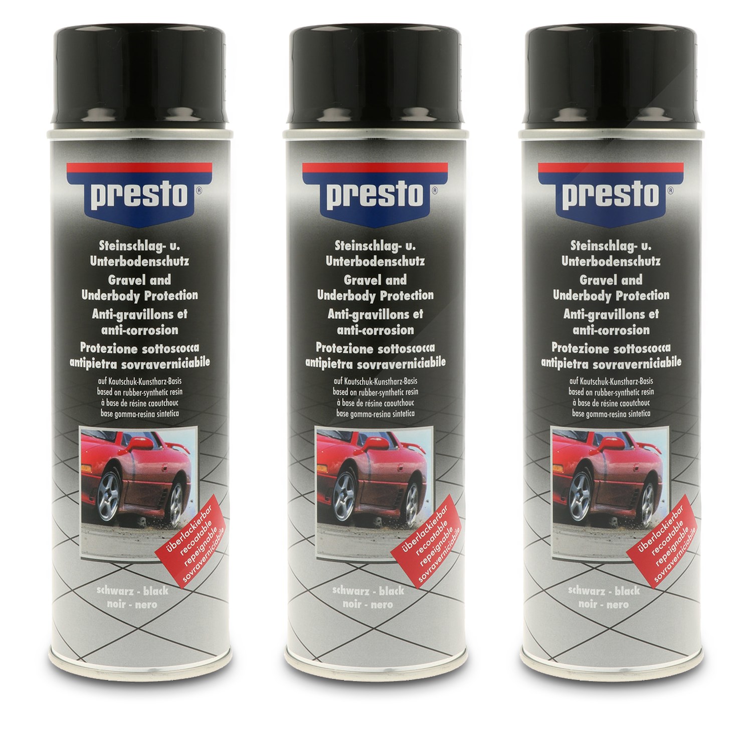 Presto 3x 500ml Steinschlag- und Unterbodenschutz schwarz [Hersteller-Nr. 306024]