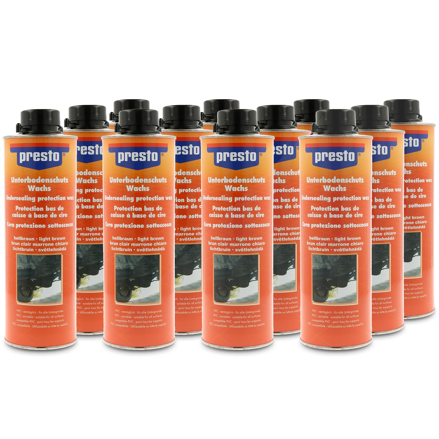 Presto 12x 1 L Unterbodenschutz auf Wachsbasis braun [Hersteller-Nr. 603246]