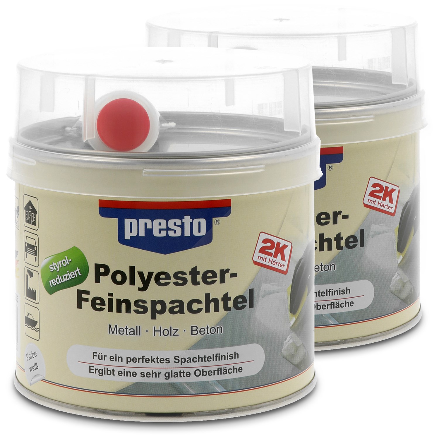 Presto 2x 1kg Polyester Feinspachtel [Hersteller-Nr. 601235]
