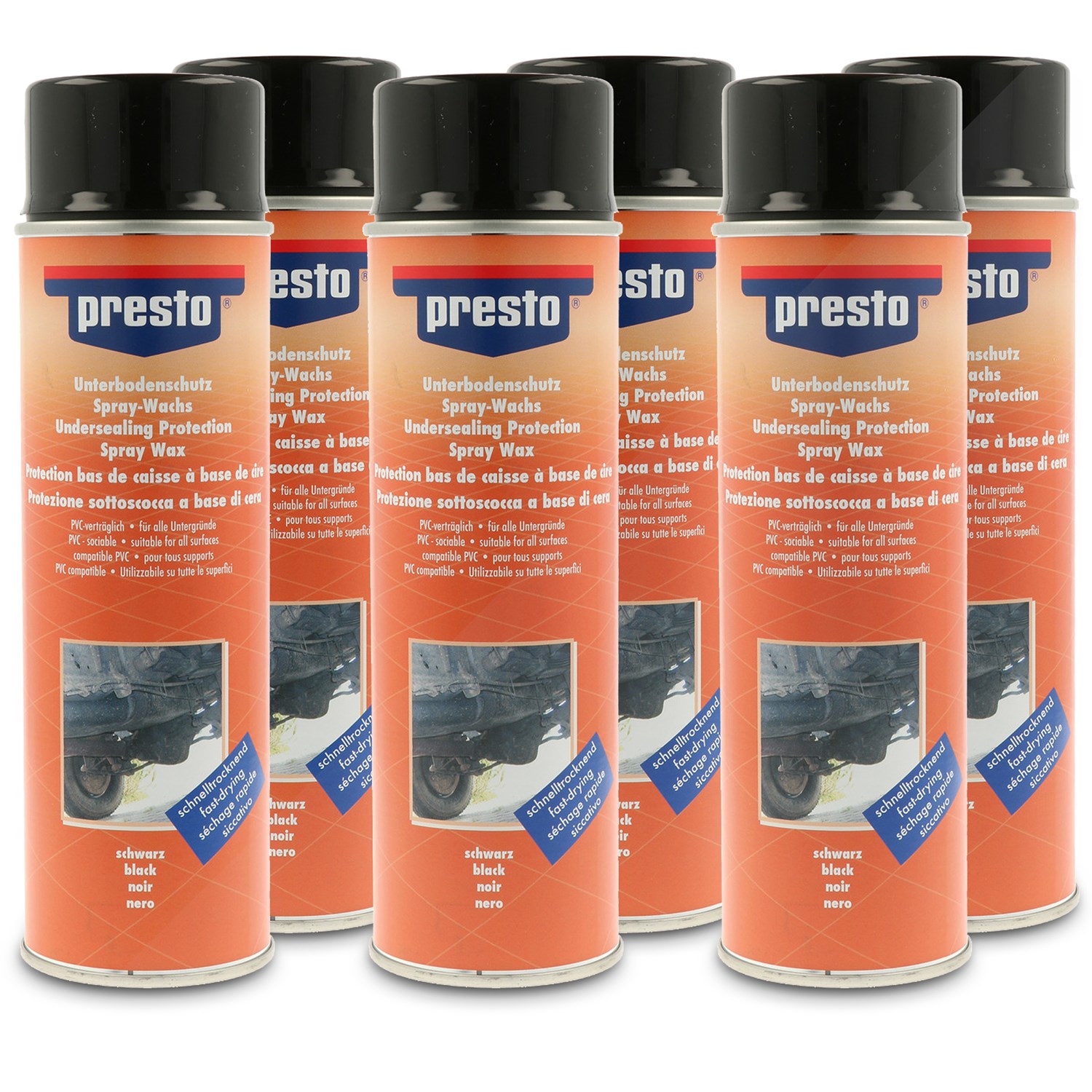 Presto 6x 500ml Unterbodenschutz auf Wachsbasis schwarz [Hersteller-Nr. 690181]
