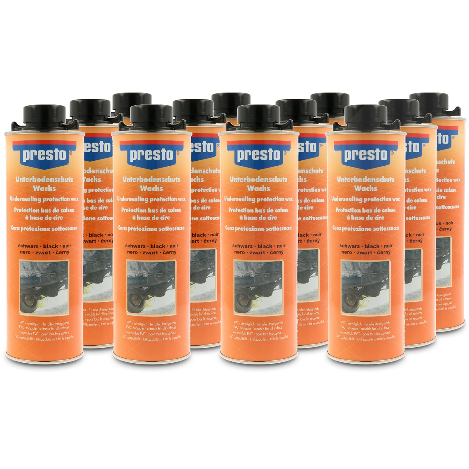 Presto 12x 1 L Unterbodenschutz auf Wachsbasis schwarz [Hersteller-Nr. 690211]
