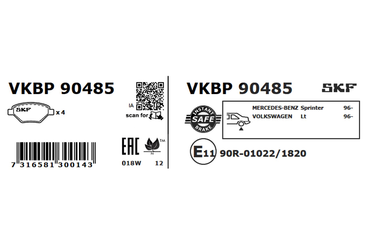 Skf Schwarz Scheibenbremse Bremsbelag Vkbp 90485-4Er Set - Position Hinterachse Höhe 73 Mm Länge 166 Mm Breite 103 Mm Dicke 16,6 Mm - Oe Qualität - Bild 6