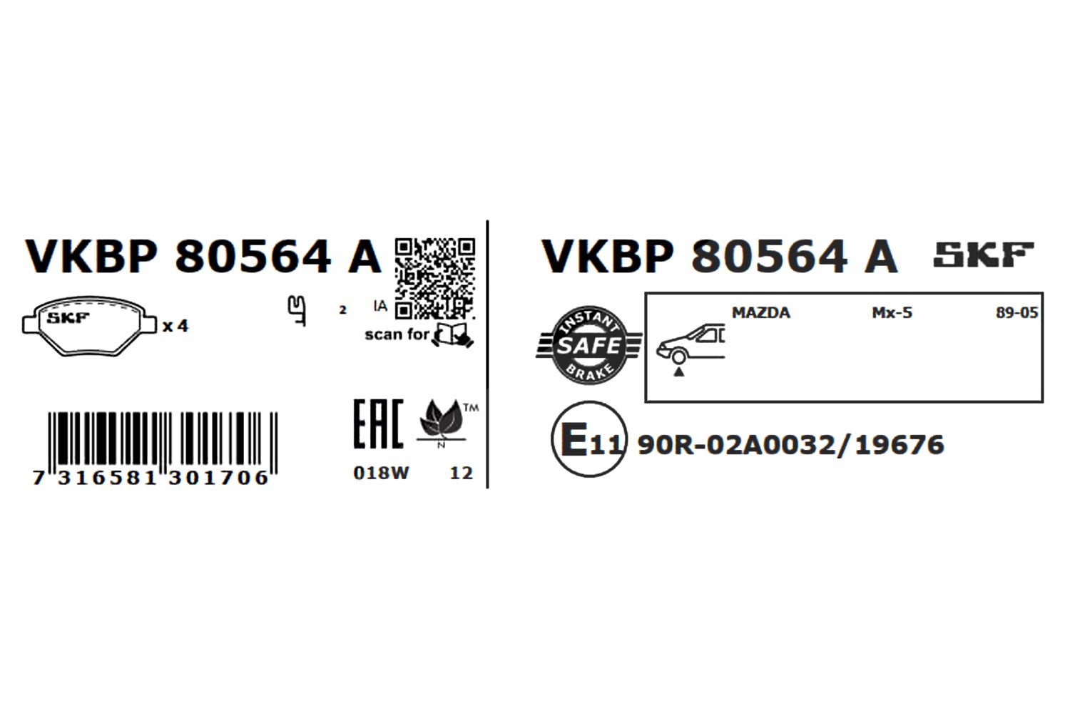 SKF Scheibenbremse Bremsbelag VKBP 80564 A - 4er Set - Position Vorderachse Höhe 77 mm Länge 134 mm Breite 83 mm Dicke 14 mm - OE Qualität - Bild 4