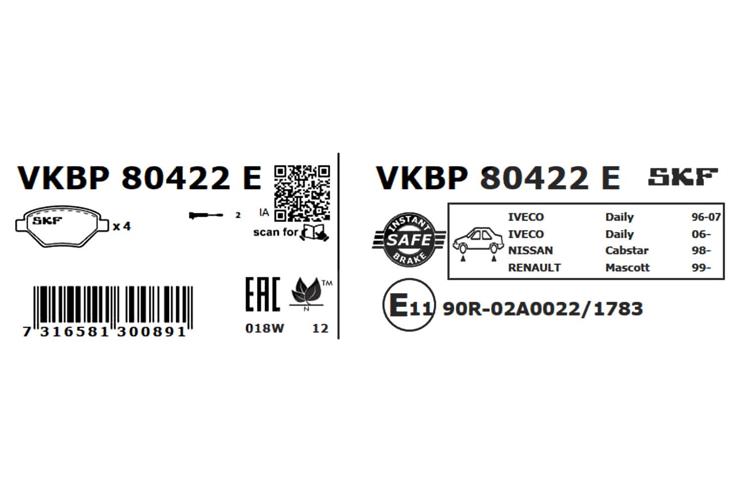 Für SKF VKBP 80422 E HAM PADS. RENAULT MASCOTT/MASTER PRO/MASCOTT - Bild 6