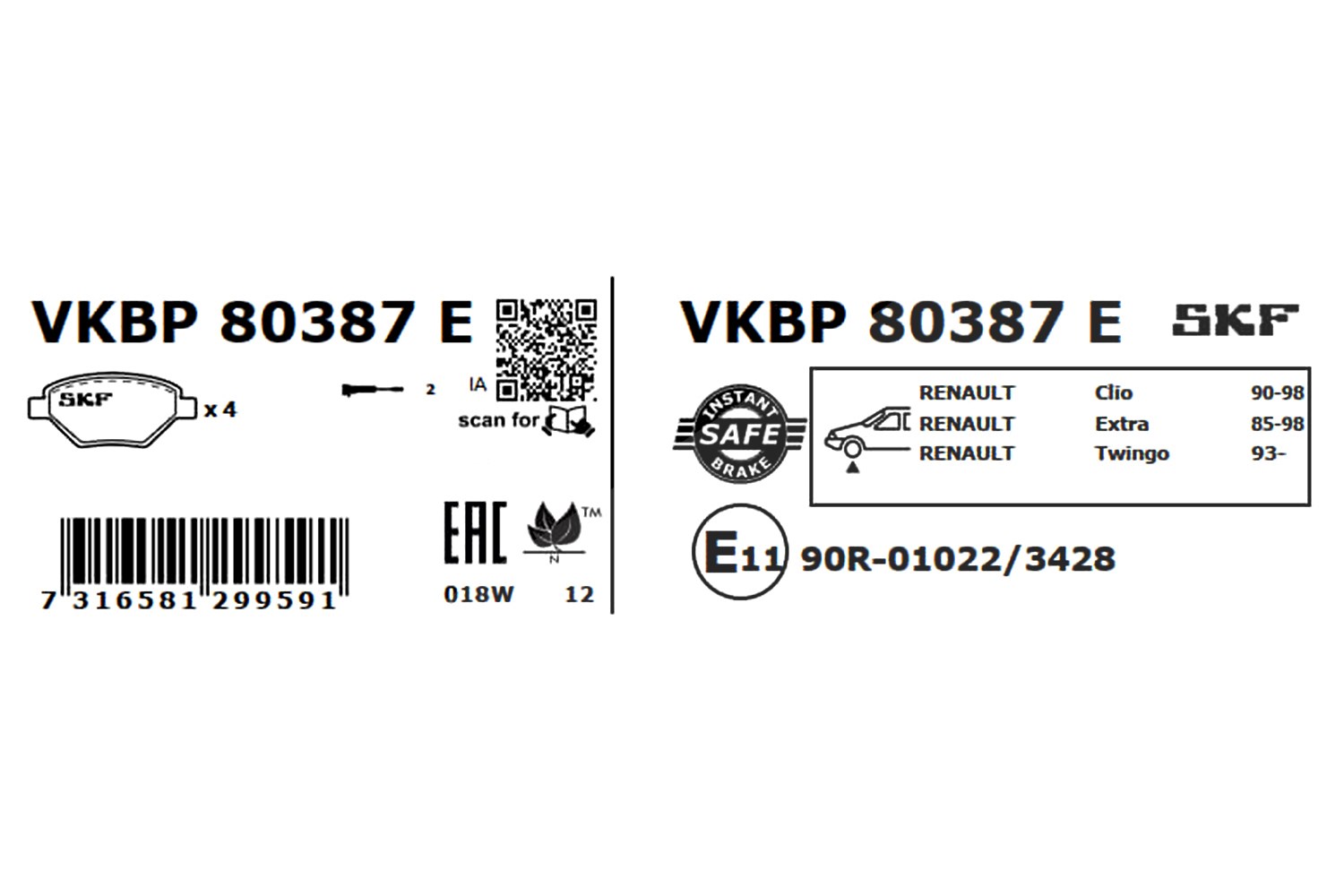 Bremsbeläge VKBP 80387 E SKF für RENAULT 5 20 SUPER 5 TWINGO I - Bild 5