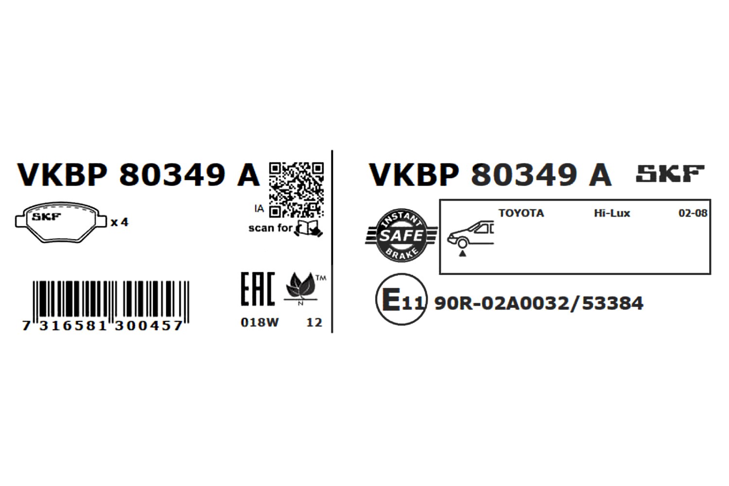 SKF Scheibenbremse Bremsbelag VKBP 80349 A - 4er Set - Position Vorderachse Höhe 77 mm Länge 170 mm Breite 81 mm Dicke 17 mm - OE Qualität - Bild 5