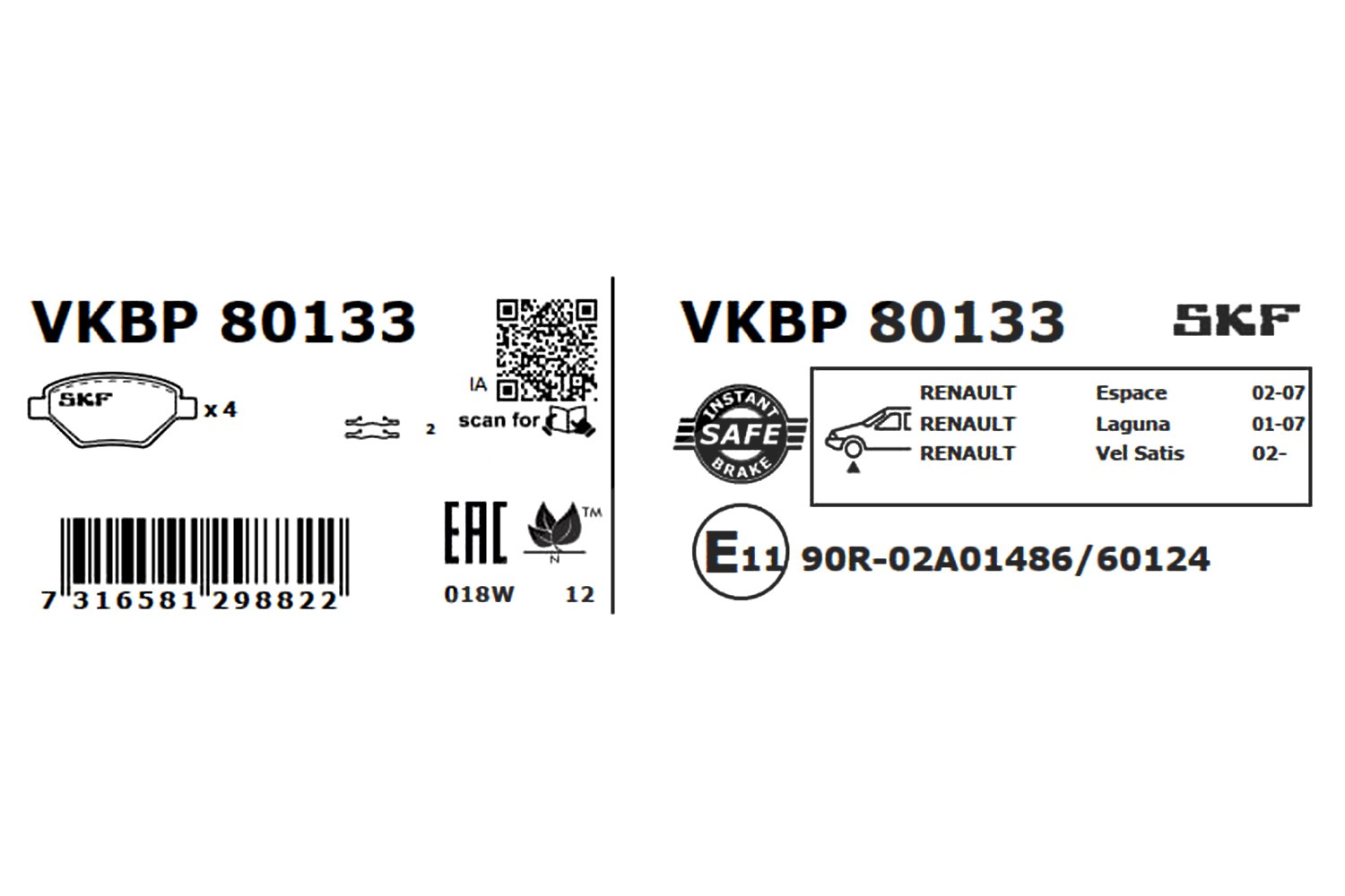 Für SKF VKBP 80133 Brake pads. RENAULT LAGUNA II/MEGANE SCENIC I - Bild 5