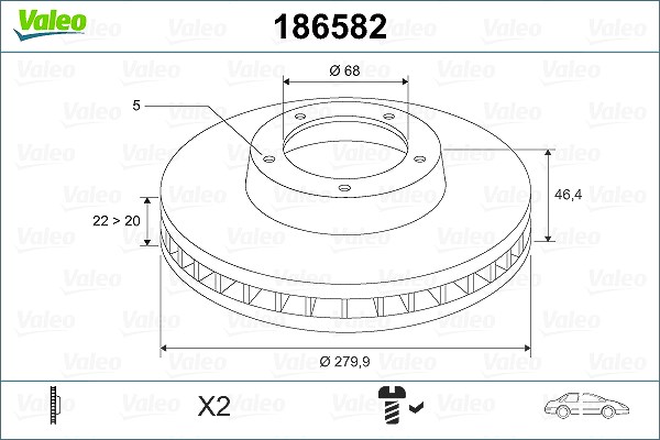 Valeo Bremsscheibe [Hersteller-Nr. 186582] für Seat, Audi, VW