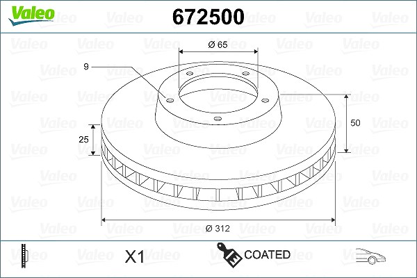 Valeo Bremsscheibe [Hersteller-Nr. 672500] für Audi, Cupra, Skoda, VW, Seat