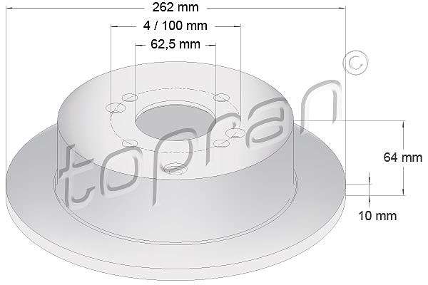 Topran Bremsscheibe Hinterachse Voll [Hersteller-Nr. 820281] für Kia, Hyundai