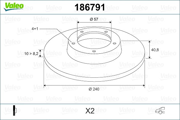Valeo Bremsscheibe [Hersteller-Nr. 186791] für Vauxhall, Opel