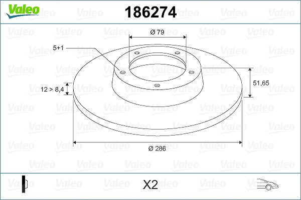 Valeo Bremsscheibe Vorderachse Voll [Hersteller-Nr. 186274] für BMW