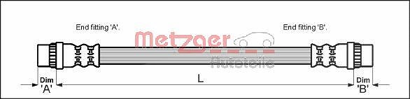 Metzger Autoteile Bremsschlauch [Hersteller-Nr. 4114637] für Dacia, Renault