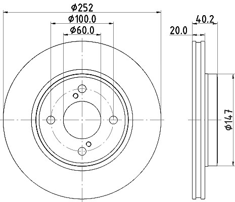 Hella Bremsscheibe Vorderachse belüftet [Hersteller-Nr. 8DD355132-051] für Suzuki
