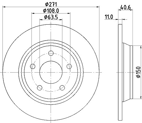 Hella Bremsscheibe Hinterachse Voll [Hersteller-Nr. 8DD355132-031] für Ford