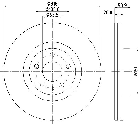 Hella Bremsscheibe [Hersteller-Nr. 8DD355132-421] für Ford