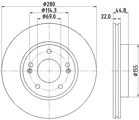 Hella Bremsscheibe [Hersteller-Nr. 8DD355132-641] für Hyundai, Kia