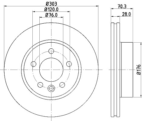 Hella Bremsscheibe [Hersteller-Nr. 8DD355125-561] für VW, Man