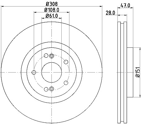 Hella Bremsscheibe [Hersteller-Nr. 8DD355128-891] für Renault