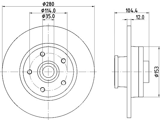 Hella Bremsscheibe [Hersteller-Nr. 8DD355125-281] für Renault, Opel, Fiat, Nissan, Vauxhall