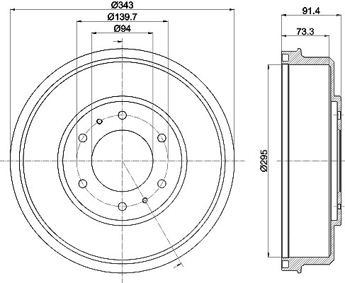 Hella Bremstrommel [Hersteller-Nr. 8DT355301-821] für Mitsubishi, Fiat