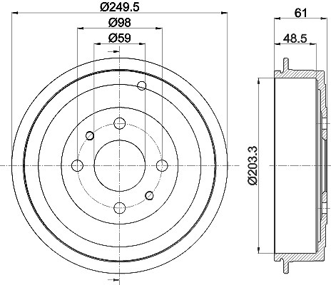 Hella Bremstrommel [Hersteller-Nr. 8DT355301-421] für Fiat, Chrysler, Alfa Romeo, Lancia