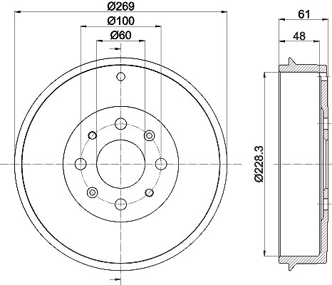 Hella Bremstrommel [Hersteller-Nr. 8DT355300-651] für German E Cars, Opel, Vauxhall, Fiat