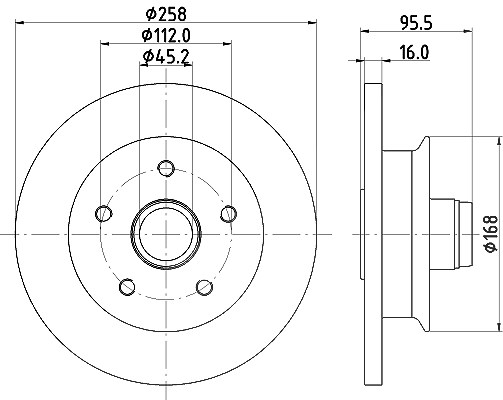 Hella 1x Bremsscheibe [Hersteller-Nr. 8DD355102-361] für VW