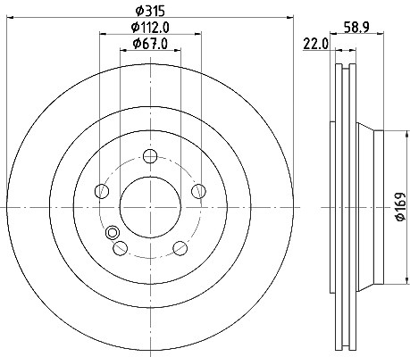 Hella Bremsscheibe [Hersteller-Nr. 8DD355107-961] für Mercedes-Benz