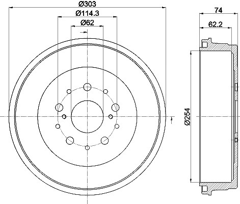 Hella Bremstrommel [Hersteller-Nr. 8DT355302-511] für Toyota