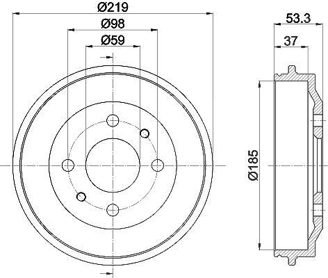 Hella Bremstrommel [Hersteller-Nr. 8DT355301-961] für Seat, Fiat, Abarth, Zastava, Autobianchi, Saab, Lancia, Yugo, Fso, Innocenti