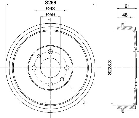 Hella Bremstrommel [Hersteller-Nr. 8DT355301-091] für Citroën, Peugeot