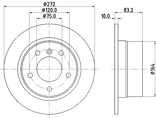 Hella Bremsscheibe Hinterachse Voll [Hersteller-Nr. 8DD355104-821] für BMW