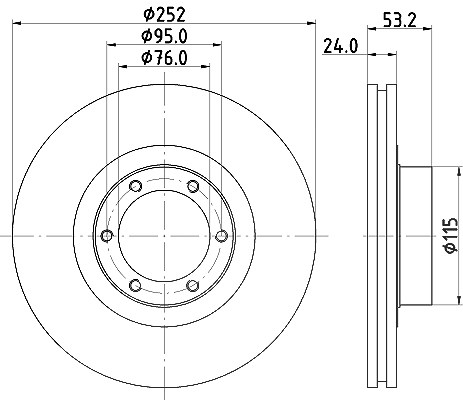 Hella Bremsscheibe Vorderachse Belüftet [Hersteller-Nr. 8DD355100-331] für Vauxhall, Renault, Opel