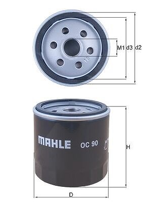 Mahle Ölfilter [Hersteller-Nr. OC90] für Vauxhall, Daewoo, Saab, Rover, Lada, Chevrolet, Opel, Pontiac