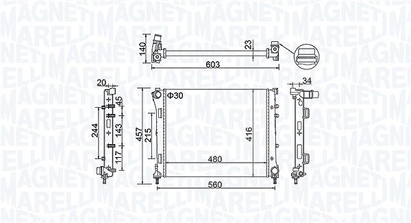 Magneti Marelli Kühler, Motorkühlung [Hersteller-Nr. 350213151100] für Fiat, Ford