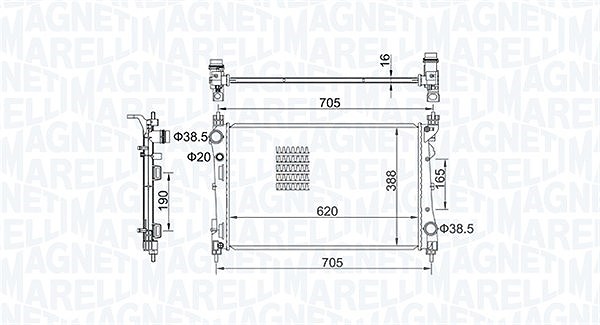 Magneti Marelli Kühler, Motorkühlung [Hersteller-Nr. 350213163100] für Vauxhall, Opel, Fiat