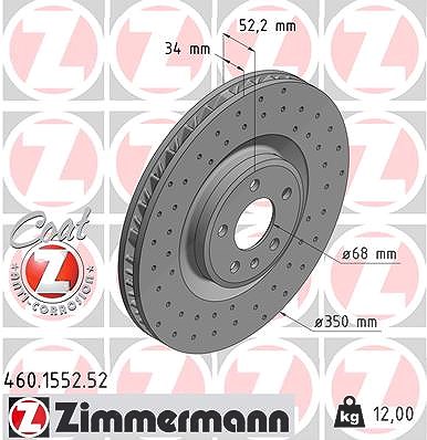 Zimmermann 1x Bremsscheibe Vorderachse Links [Hersteller-Nr. 460.1552.52] für Porsche