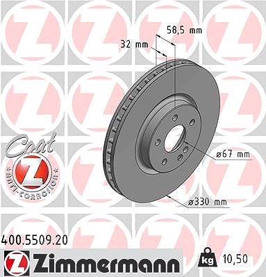 Zimmermann Bremsscheibe Vorderachse Belüftet [Hersteller-Nr. 400.5509.20] für Mercedes-Benz