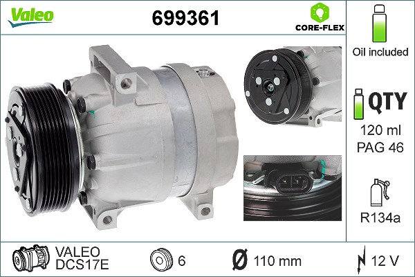 Valeo Kompressor, Klimaanlage [Hersteller-Nr. 699361] für Renault, Vauxhall, Nissan