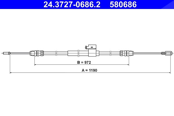 Ate Seilzug, Feststellbremse [Hersteller-Nr. 24.3727-0686.2] für Ford