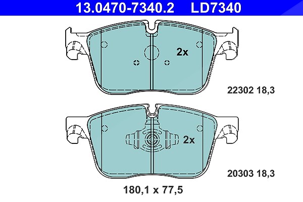 Ate CERAMIC Bremsbelagsatz vorne [Hersteller-Nr. 13.0470-7340.2] für Jaguar, Land Rover