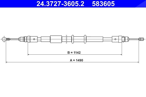 Ate Seilzug, Feststellbremse [Hersteller-Nr. 24.3727-3605.2] für Opel, Renault, Vauxhall