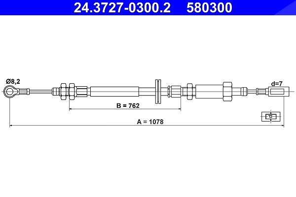Ate Seilzug, Feststellbremse [Hersteller-Nr. 24.3727-0300.2] für Peugeot, Fiat, Citroën