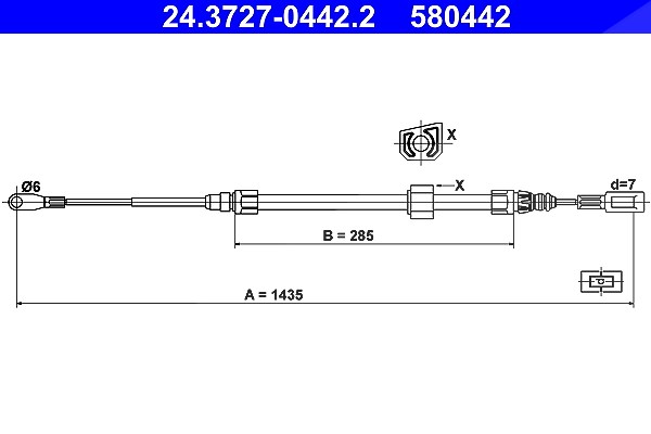 Ate Seilzug, Feststellbremse [Hersteller-Nr. 24.3727-0442.2] für VW, Mercedes-Benz