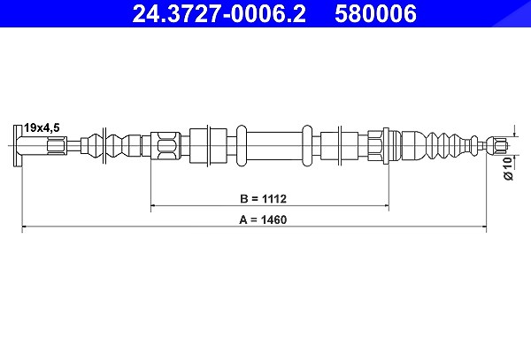 Ate Seilzug, Feststellbremse [Hersteller-Nr. 24.3727-0006.2] für Lancia, Alfa Romeo, Fiat